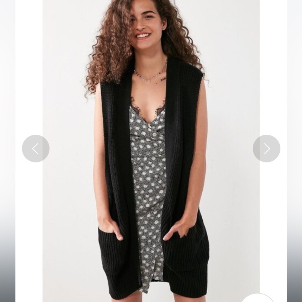 BDG x Urban Outfitters Black Oversized Sleeveless Cardigan Sweater